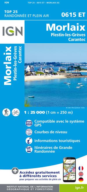 IGN 0615ET Morlaix - Plestin-les-Grèves 1:25.000 TOP25 Topografische Wandelkaart