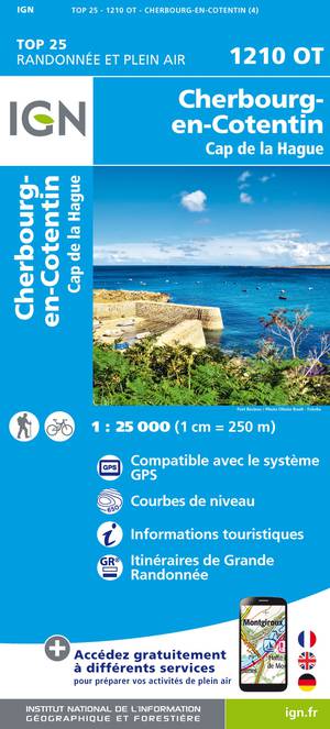 IGN 1210OT Cherbourg-en-Cotentin - Cap de la Hague 1:25.000 TOP25 Topografische Wandelkaart