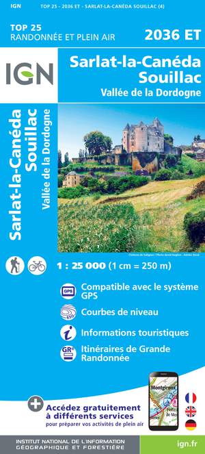 IGN 2036ET Sarlat-la-Canéda - Souillac 1:25.000 TOP25 Topografische Wandelkaart