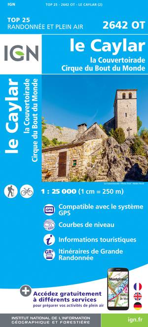 IGN 2642OT Le Caylar - La Couvertoirade 1:25.000 TOP25 Topografische Wandelkaart