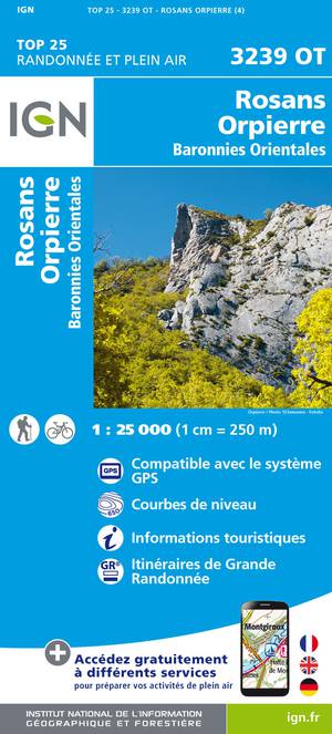 IGN 3239OT Rosans - Orpierre 1:25.000 TOP25 Topografische Wandelkaart