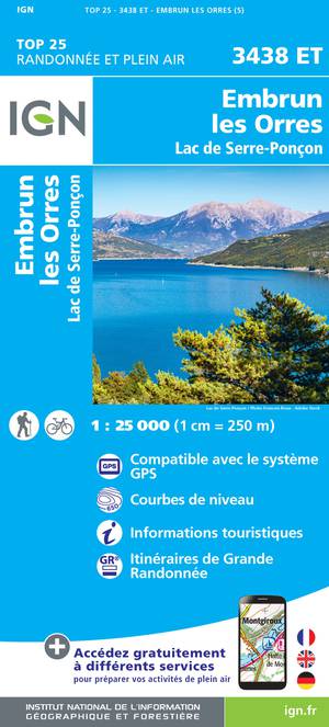 IGN 3438ET Embrun - Les Orres 1:25.000 TOP25 Topografische Wandelkaart