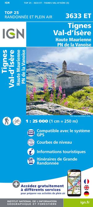 IGN 3633ET Tignes - Val d'Isère 1:25.000 TOP25 Topografische Wandelkaart