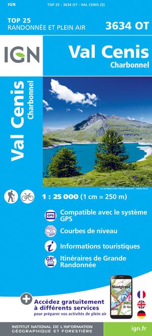 IGN 3634OT Val Cenis - Charbonnel 1:25.000 TOP25 Topografische Wandelkaart