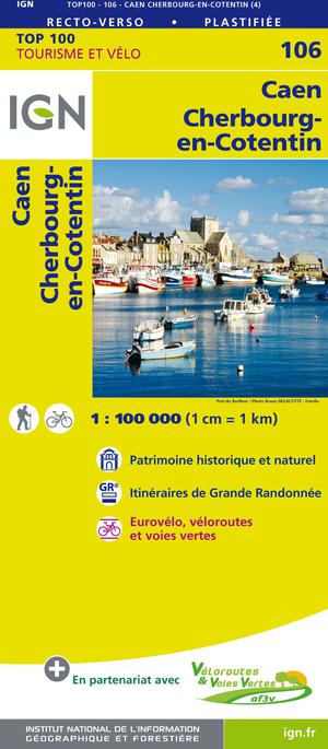 IGN Fietskaart Wegenkaart 106 Caen - Cherbourg-en-Cotentin 1:100.000 TOP100