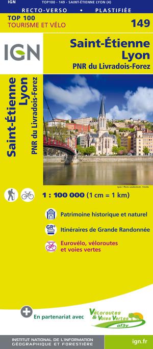 IGN Fietskaart Wegenkaart 149 Saint-Etienne - Lyon 1:100.000 TOP100
