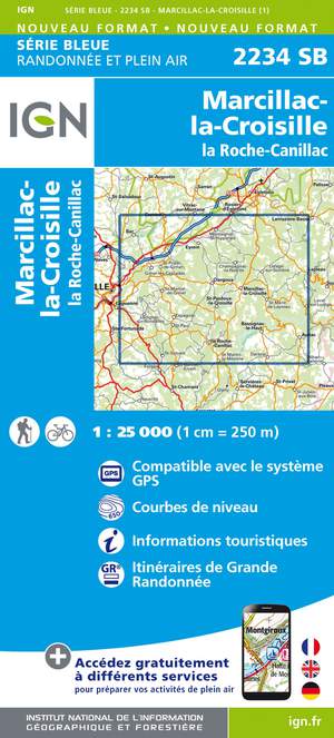 IGN 2234SB Marcillac-la-Croisille - La Roche-Canillac 1:25.000 Série Bleue Topografische Wandelkaart
