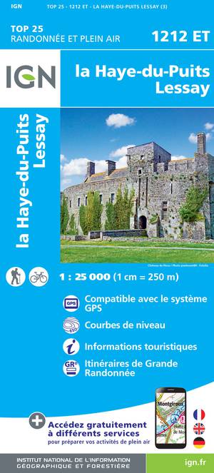 IGN 1212ET La Haye-du-Puits - Lessay 1:25.000 TOP25 Topografische Wandelkaart