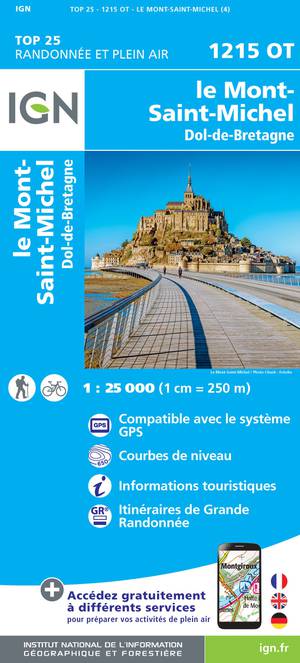 IGN 1215OT Le Mont-St-Michel - Dol-de-Bretagne 1:25.000 TOP25 Topografische Wandelkaart