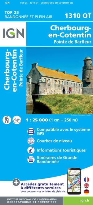 IGN 1310OT Cherbourg-en-Cotentin - Pointe de Barfleur 1:25.000 TOP25 Topografische Wandelkaart