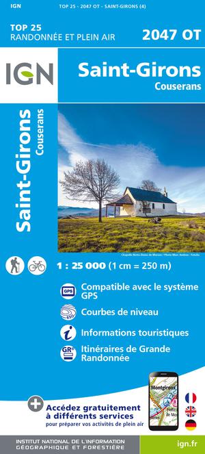 IGN 2047OT St-Girons - Couserans 1:25.000 TOP25 Topografische Wandelkaart