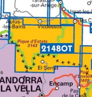 IGN 2148OTR Vicdessos - Pique d'Estats 1:25.000 TOP25 Geplastificeerde Topografische Wandelkaart