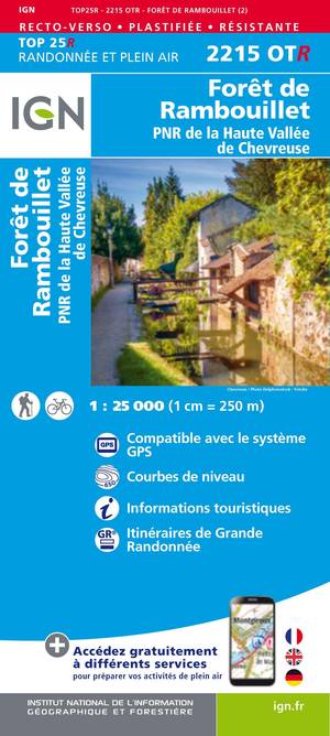 IGN 2215OTR Forêt de Rambouillet 1:25.000 TOP25 Geplastificeerde Topografische Wandelkaart