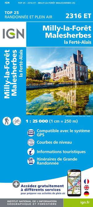 IGN 2316ET Milly-la-Forêt - Malesherbes 1:25.000 TOP25 Topografische Wandelkaart