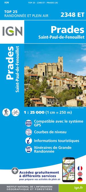 IGN 2348ET Prades - St-Paul-de-Fenouillet 1:25.000 TOP25 Topografische Wandelkaart