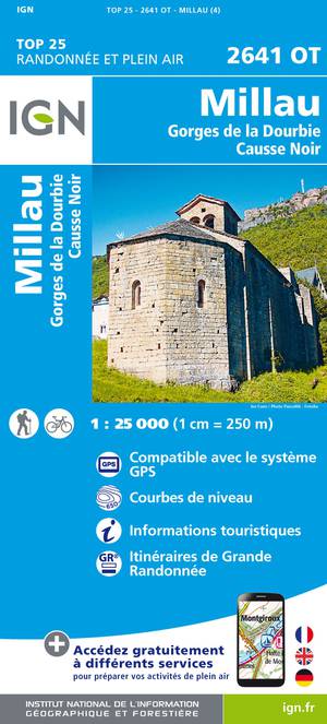 IGN 2641OT Millau - Gorges de la Dourbie 1:25.000 TOP25 Topografische Wandelkaart
