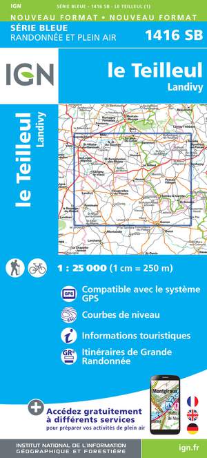 IGN 1416SB Le Teilleul - Landivy 1:25.000 Série Bleue Topografische Wandelkaart
