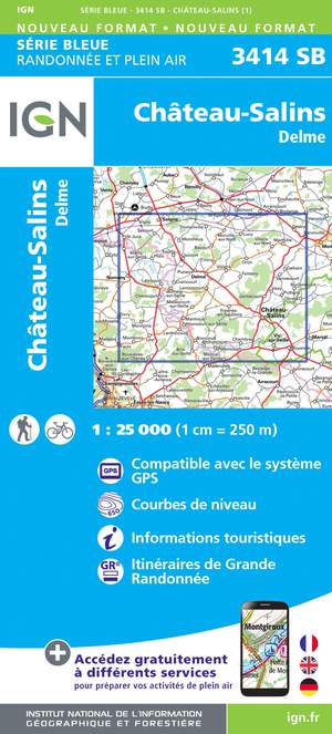 IGN 3414SB Château-Salins - Delme 1:25.000 Série Bleue Topografische Wandelkaart