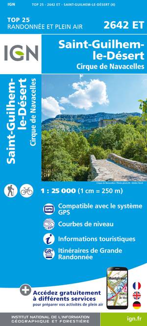 IGN 2642ET St-Guilhem-le-Désert - Cirque de Navacelles 1:25.000 TOP25 Topografische Wandelkaart