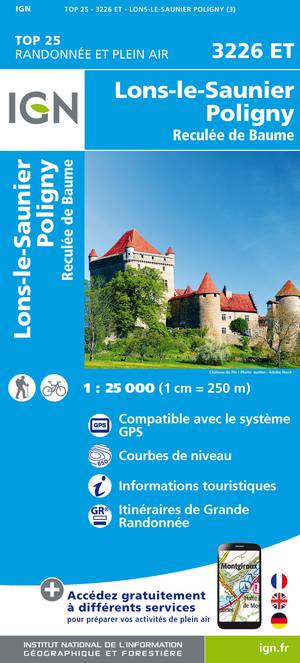 IGN 3226ET Lons-le-Saunier - Poligny 1:25.000 TOP25 Topografische Wandelkaart