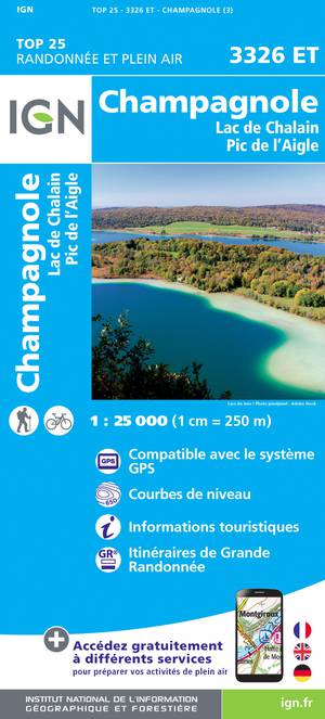 IGN 3326ET Champagnole - Lac de Chalain 1:25.000 TOP25 Topografische Wandelkaart
