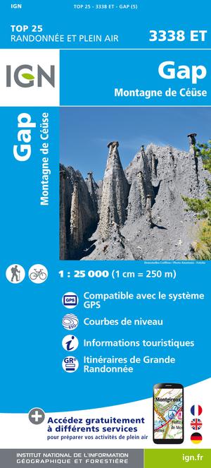 IGN 3338ET Gap - Montagne de Céüse 1:25.000 TOP25 Topografische Wandelkaart