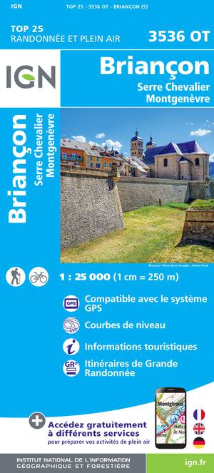 IGN 3536OT Briançon - Serre-Chevalier 1:25.000 TOP25 Topografische Wandelkaart