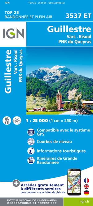 IGN 3537ET Guillestre - Vars 1:25.000 TOP25 Topografische Wandelkaart