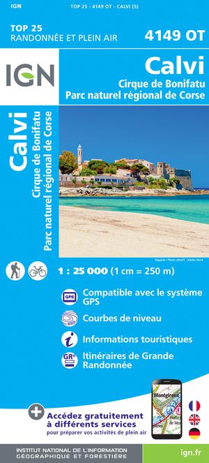 IGN 4149OT Calvi - Cirque de  Bonifatu 1:25.000 TOP25 Topografische Wandelkaart