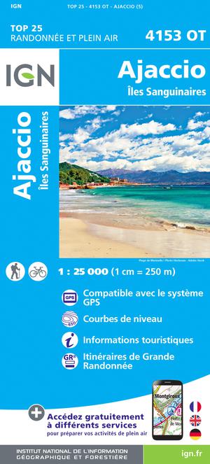 IGN 4153OT Ajaccio - Iles Sanguinaires 1:25.000 TOP25 Topografische Wandelkaart