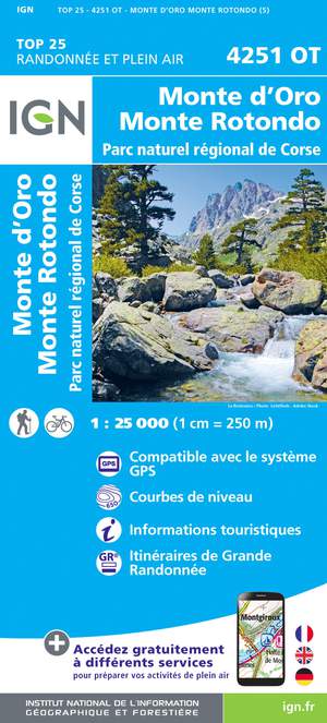 IGN 4251OT Monte d'Oro - Monte Rotondo 1:25.000 TOP25 Topografische Wandelkaart