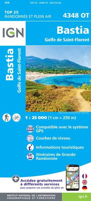 IGN 4348OT Bastia - Golfe de St-Florent 1:25.000 TOP25 Topografische Wandelkaart