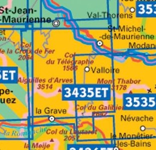 IGN 3435ETR Valloire - Aiguilles d'Arves 1:25.000 TOP25 Geplastificeerde Topografische Wandelkaart