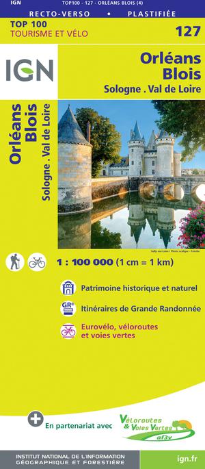 IGN Fietskaart Wegenkaart 127 Orleans - Blois 1:100.000 TOP100