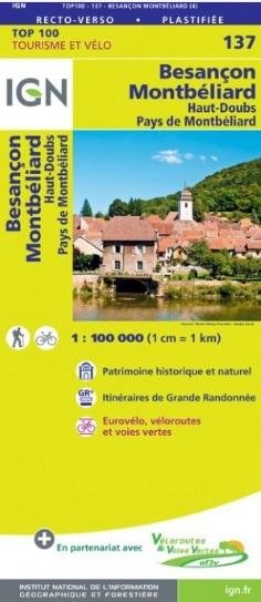 IGN Fietskaart Wegenkaart 137 Besançon - Montbéliard 1:100.000 TOP100