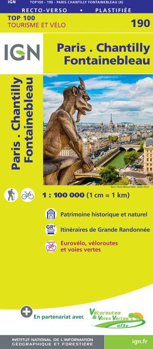 IGN Fietskaart Wegenkaart 190 Paris - Chantilly 1:100.000 TOP100