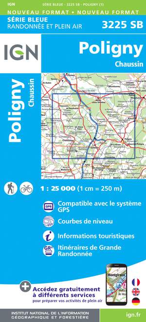 IGN 3225SB Poligny - Chaussin 1:25.000 Série Bleue Topografische Wandelkaart