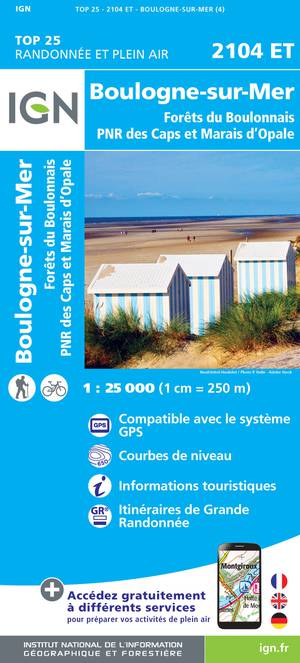 IGN2104ET Boulogne-sur-Mer - Forêts du Boulonnais 1:25.000 TOP25 Topografische Wandelkaart
