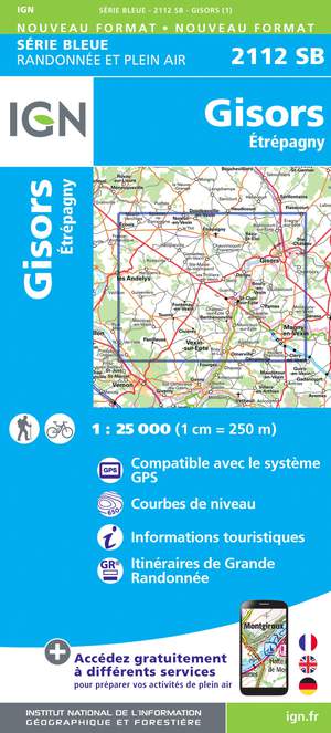 IGN 2112SB Gisors - Etrépagny 1:25.000 Série Bleue Topografische Wandelkaart