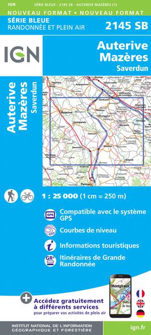 IGN 2145SB Auterive - Mazères - Saverdun 1:25.000 Série Bleue Topografische Wandelkaart
