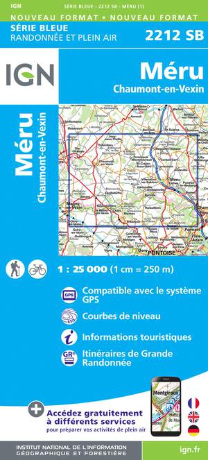 IGN 2212SB Méru - Chaumont-en-Vexin 1:25.000 Série Bleue Topografische Wandelkaart