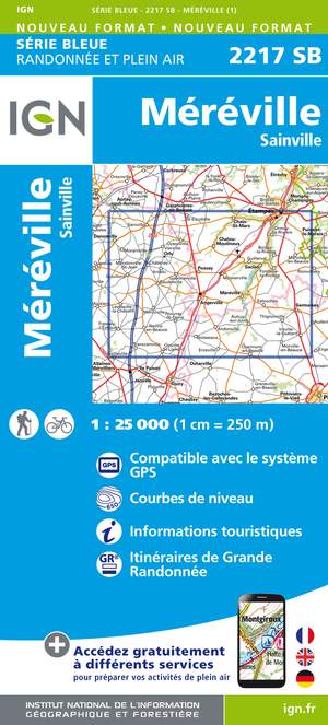 IGN 2217SB Méréville - Sainville 1:25.000 Série Bleue Topografische Wandelkaart