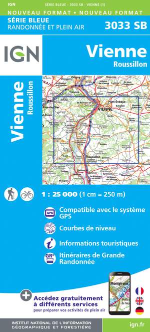 IGN 3033SB Vienne - Roussillon 1:25.000 Série Bleue Topografische Wandelkaart