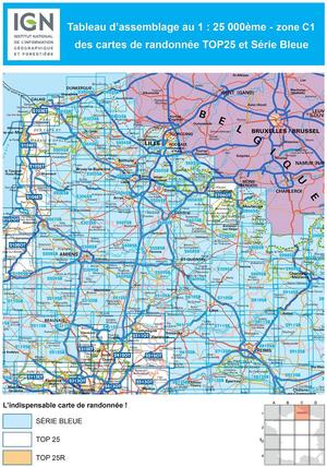 IGN 2402SB Hondschoote - Bergues 1:25.000 Série Bleue Topografische Wandelkaart