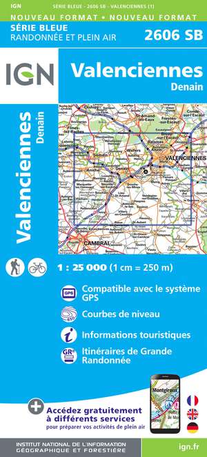 IGN 2606SB Valenciennes- Denain 1:25.000 Série Bleue Topografische Wandelkaart