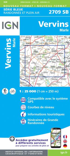 IGN 2709SB Vervins - Marle 1:25.000 Série Bleue Topografische Wandelkaart