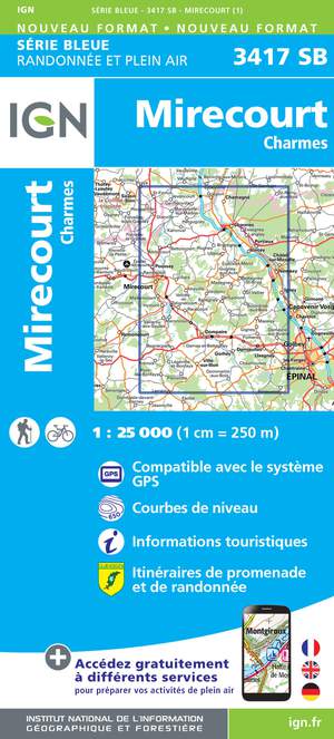 IGN 3417SB Mirecourt - Charmes 1:25.000 Série Bleue Topografische Wandelkaart