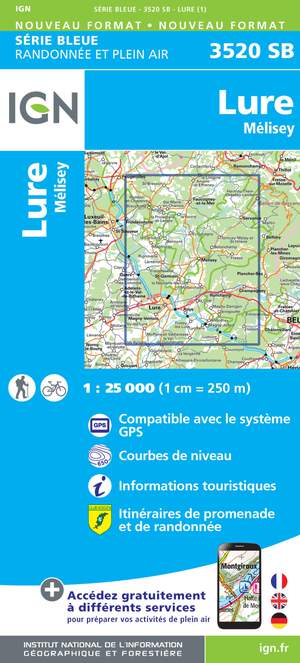 IGN 3520SB Lure - Mélisey 1:25.000 Série Bleue Topografische Wandelkaart