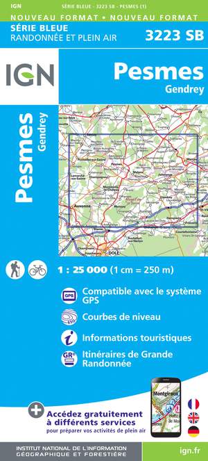 IGN 3223SB Pesmes - Gendrey 1:25.000 Série Bleue Topografische Wandelkaart
