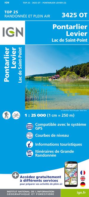 IGN 3425OT Pontarlier - Levier 1:25.000 TOP25 Topografische Wandelkaart